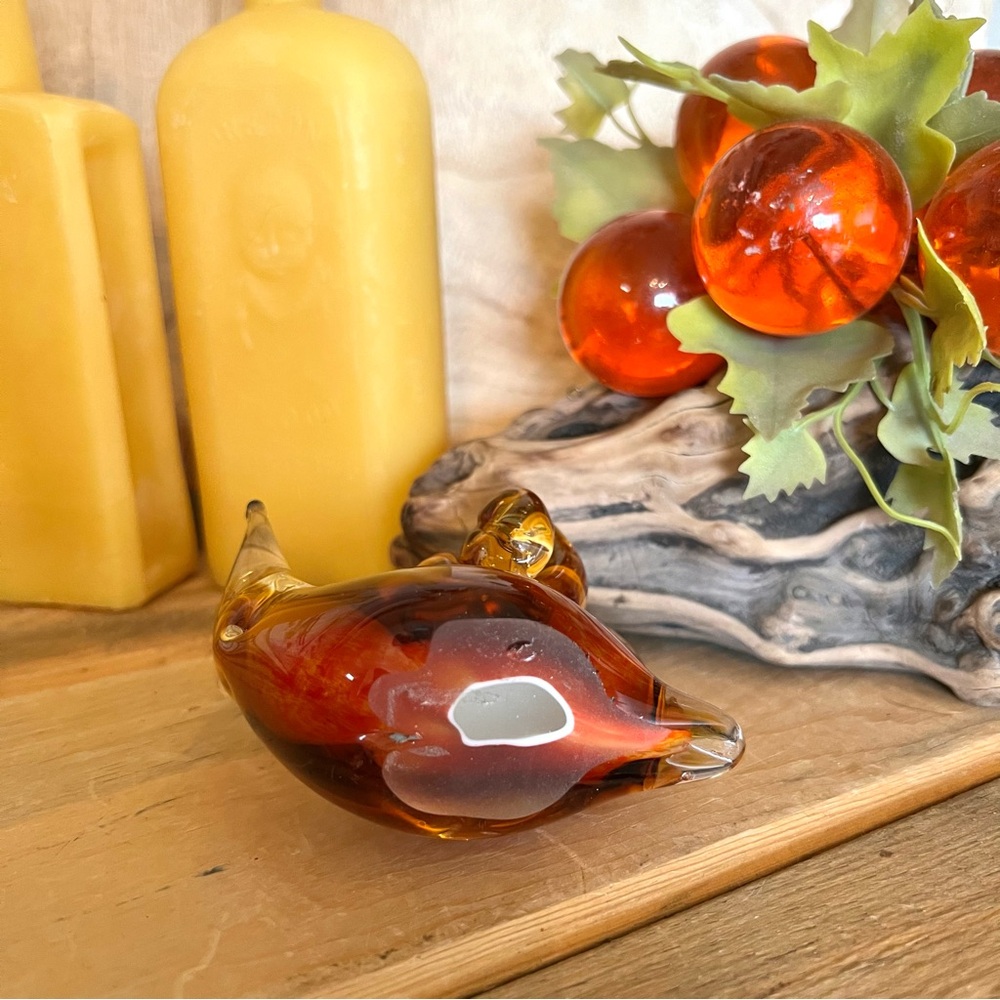 Vintage Italian Amber And Ombre Solid Glass Snail π. Figurine Paperweight - Picture 5 of 6